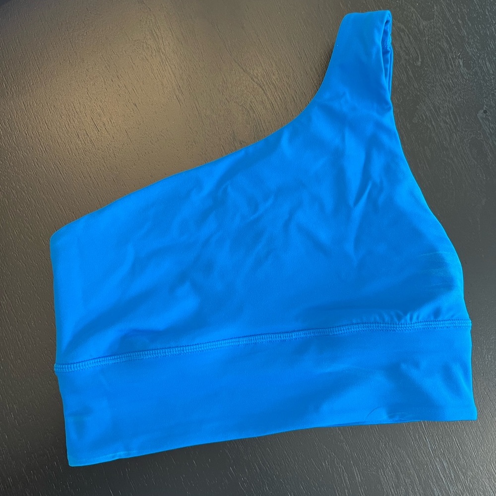 Lululemon one shoulder sports bra.